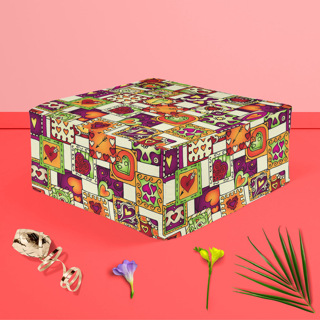 Doodle Hearts D3 Footstool Footrest Puffy Pouffe Ottoman Bean Bag | Canvas Fabric-Footstools-FST_CB_BN-IC 5007546 IC 5007546, Abstract Expressionism, Abstracts, Ancient, Art and Paintings, Birthday, Botanical, Culture, Digital, Digital Art, Drawing, Ethnic, Fashion, Floral, Flowers, Graphic, Hearts, Historical, Illustrations, Indian, Love, Medieval, Nature, Patterns, Retro, Romance, Semi Abstract, Signs, Signs and Symbols, Traditional, Tribal, Vintage, Wedding, World Culture, doodle, d3, footstool, footrest