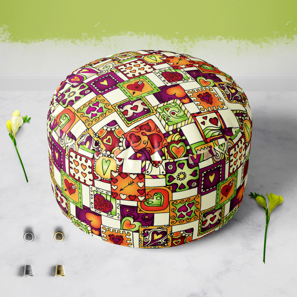 Doodle Hearts D3 Footstool Footrest Puffy Pouffe Ottoman Bean Bag | Canvas Fabric-Footstools-FST_CB_BN-IC 5007546 IC 5007546, Abstract Expressionism, Abstracts, Ancient, Art and Paintings, Birthday, Botanical, Culture, Digital, Digital Art, Drawing, Ethnic, Fashion, Floral, Flowers, Graphic, Hearts, Historical, Illustrations, Indian, Love, Medieval, Nature, Patterns, Retro, Romance, Semi Abstract, Signs, Signs and Symbols, Traditional, Tribal, Vintage, Wedding, World Culture, doodle, d3, footstool, footrest