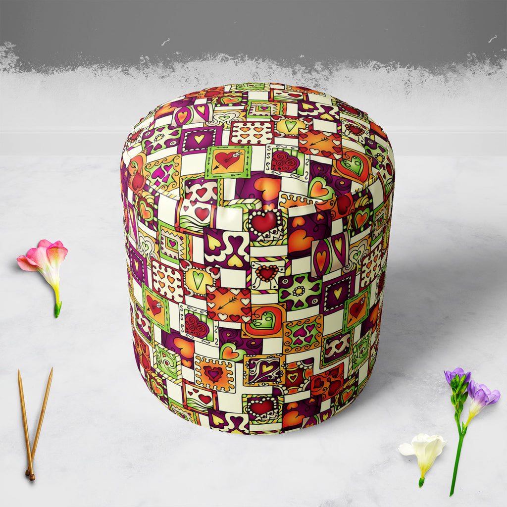 Doodle Hearts D3 Footstool Footrest Puffy Pouffe Ottoman Bean Bag | Canvas Fabric-Footstools-FST_CB_BN-IC 5007546 IC 5007546, Abstract Expressionism, Abstracts, Ancient, Art and Paintings, Birthday, Botanical, Culture, Digital, Digital Art, Drawing, Ethnic, Fashion, Floral, Flowers, Graphic, Hearts, Historical, Illustrations, Indian, Love, Medieval, Nature, Patterns, Retro, Romance, Semi Abstract, Signs, Signs and Symbols, Traditional, Tribal, Vintage, Wedding, World Culture, doodle, d3, footstool, footrest