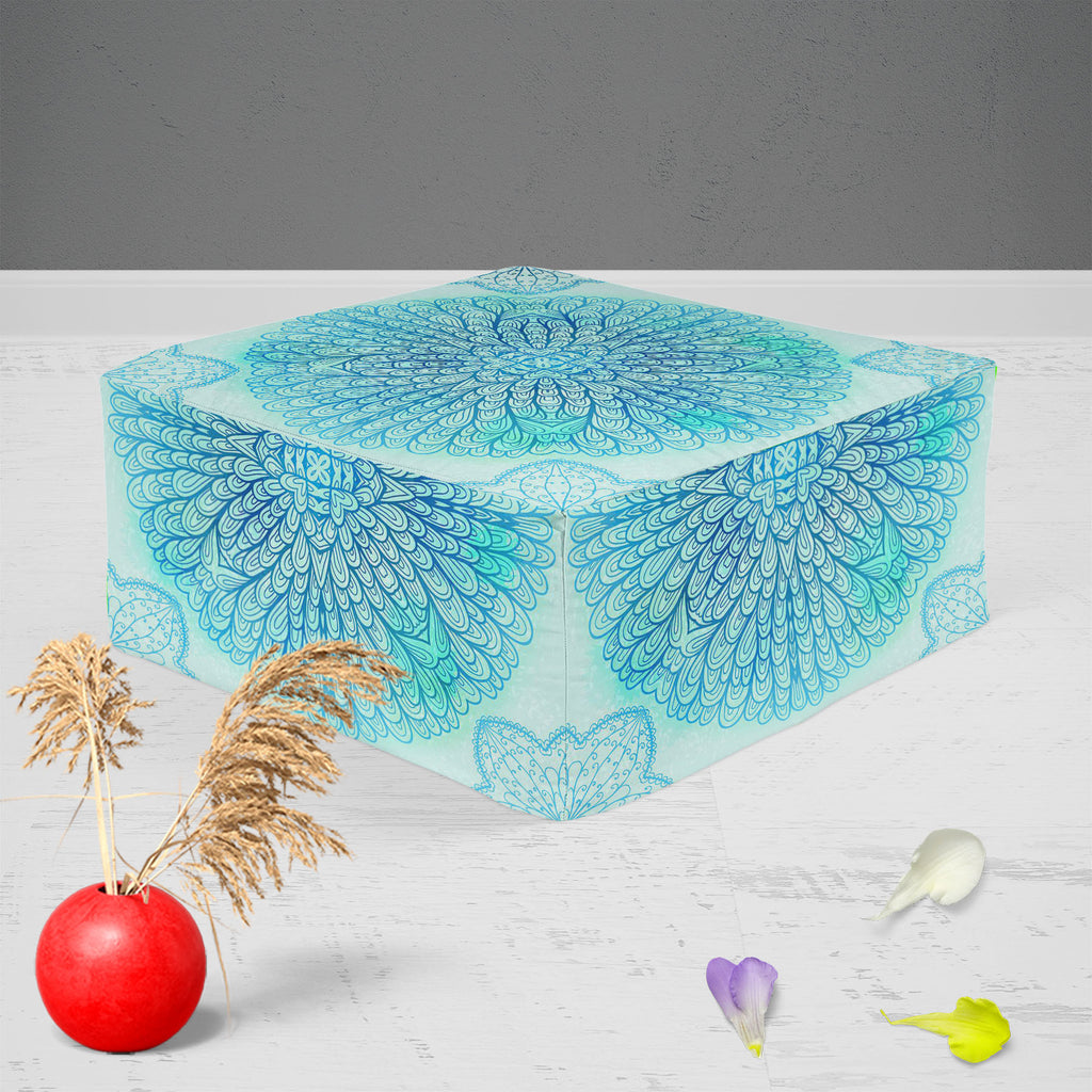 Ethnic Ornament D5 Footstool Footrest Puffy Pouffe Ottoman Bean Bag | Canvas Fabric-Footstools-FST_CB_BN-IC 5007550 IC 5007550, Abstract Expressionism, Abstracts, Allah, Arabic, Art and Paintings, Asian, Botanical, Circle, Cities, City Views, Culture, Drawing, Ethnic, Floral, Flowers, Geometric, Geometric Abstraction, Hinduism, Illustrations, Indian, Islam, Mandala, Nature, Paintings, Patterns, Retro, Semi Abstract, Signs, Signs and Symbols, Symbols, Traditional, Tribal, World Culture, ornament, d5, footsto