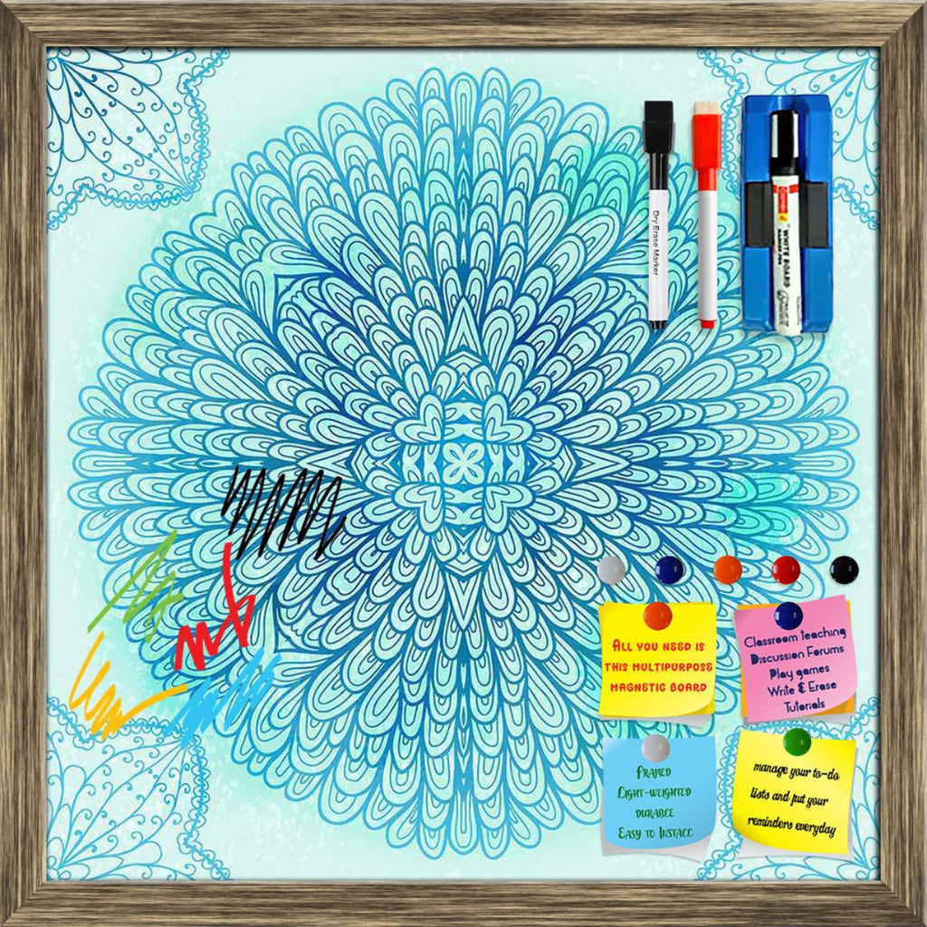Ethnic Ornament Framed Magnetic Dry Erase Board | Combo with Magnet Buttons & Markers-Magnetic Boards Framed-MGB_FR-IC 5007550 IC 5007550, Abstract Expressionism, Abstracts, Allah, Arabic, Art and Paintings, Asian, Botanical, Circle, Cities, City Views, Culture, Drawing, Ethnic, Floral, Flowers, Geometric, Geometric Abstraction, Hinduism, Illustrations, Indian, Islam, Mandala, Nature, Paintings, Patterns, Retro, Semi Abstract, Signs, Signs and Symbols, Symbols, Traditional, Tribal, World Culture, ornament, 