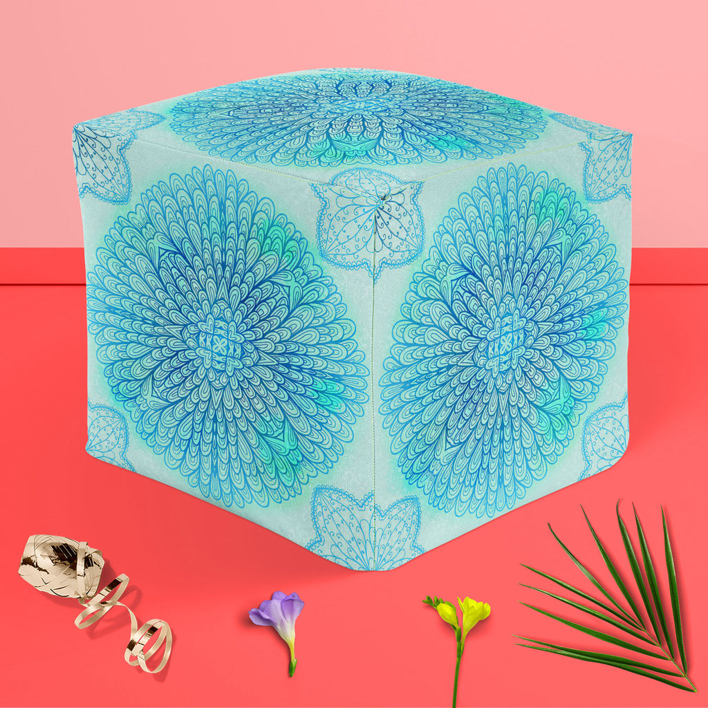 Ethnic Ornament D5 Footstool Footrest Puffy Pouffe Ottoman Bean Bag | Canvas Fabric-Footstools-FST_CB_BN-IC 5007550 IC 5007550, Abstract Expressionism, Abstracts, Allah, Arabic, Art and Paintings, Asian, Botanical, Circle, Cities, City Views, Culture, Drawing, Ethnic, Floral, Flowers, Geometric, Geometric Abstraction, Hinduism, Illustrations, Indian, Islam, Mandala, Nature, Paintings, Patterns, Retro, Semi Abstract, Signs, Signs and Symbols, Symbols, Traditional, Tribal, World Culture, ornament, d5, footsto