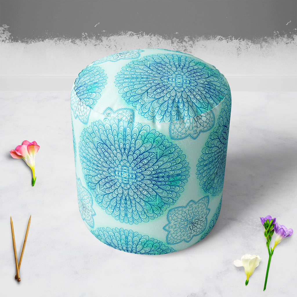 Ethnic Ornament D5 Footstool Footrest Puffy Pouffe Ottoman Bean Bag | Canvas Fabric-Footstools-FST_CB_BN-IC 5007550 IC 5007550, Abstract Expressionism, Abstracts, Allah, Arabic, Art and Paintings, Asian, Botanical, Circle, Cities, City Views, Culture, Drawing, Ethnic, Floral, Flowers, Geometric, Geometric Abstraction, Hinduism, Illustrations, Indian, Islam, Mandala, Nature, Paintings, Patterns, Retro, Semi Abstract, Signs, Signs and Symbols, Symbols, Traditional, Tribal, World Culture, ornament, d5, footsto