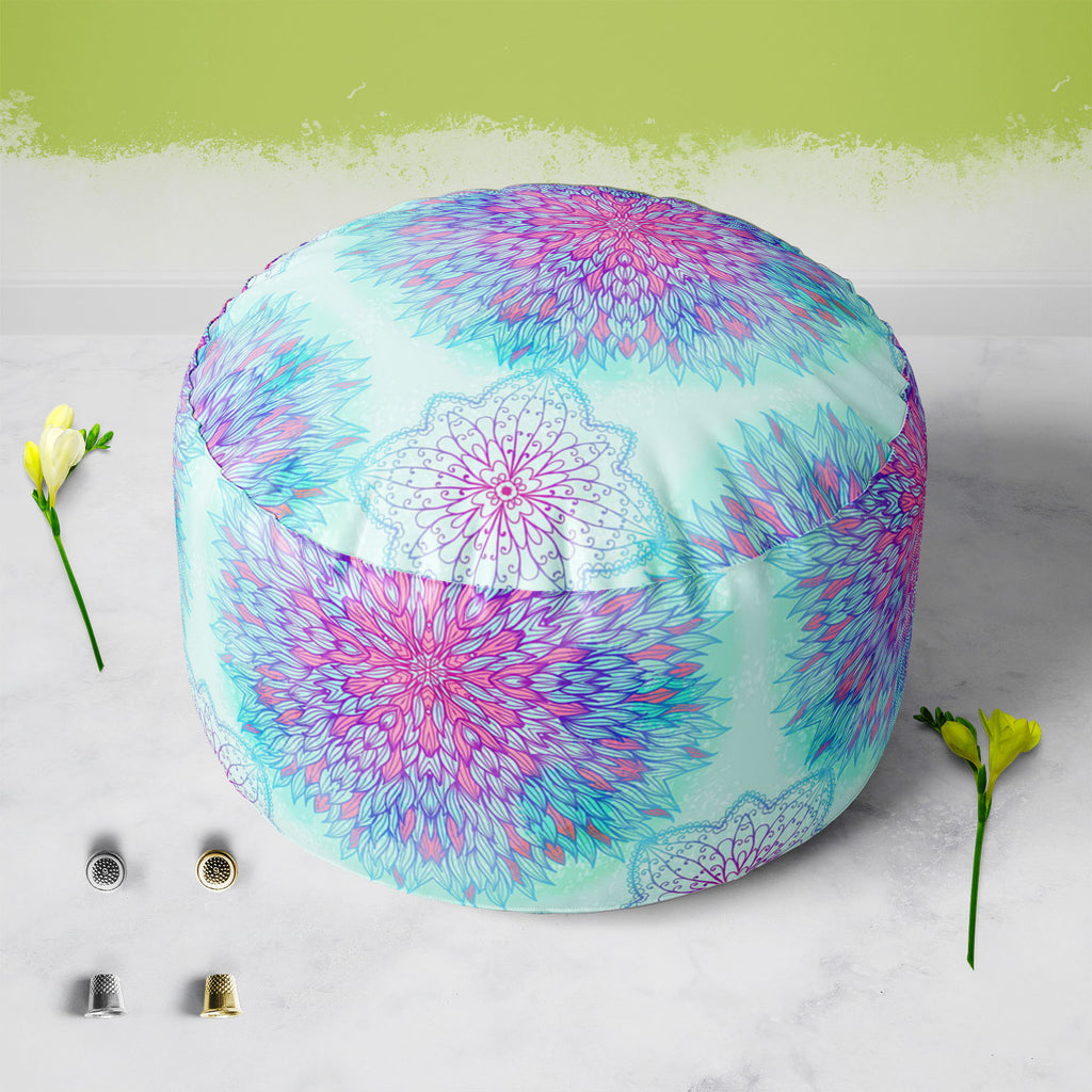 Ethnic Ornament D6 Footstool Footrest Puffy Pouffe Ottoman Bean Bag | Canvas Fabric-Footstools-FST_CB_BN-IC 5007551 IC 5007551, Abstract Expressionism, Abstracts, Allah, Arabic, Art and Paintings, Asian, Black and White, Botanical, Circle, Cities, City Views, Culture, Drawing, Ethnic, Floral, Flowers, Geometric, Geometric Abstraction, Hinduism, Illustrations, Indian, Islam, Mandala, Nature, Paintings, Patterns, Retro, Semi Abstract, Signs, Signs and Symbols, Symbols, Traditional, Tribal, White, World Cultur