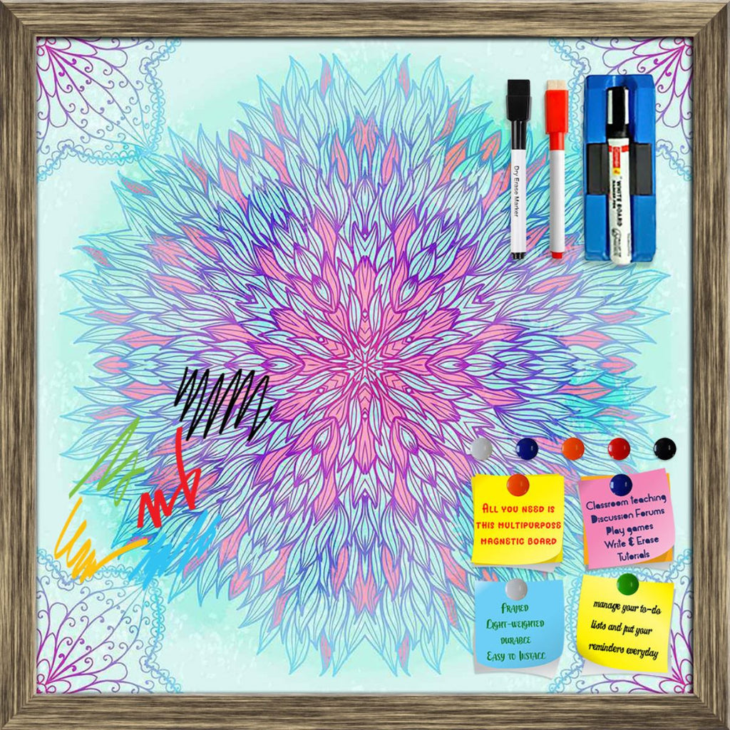 Ethnic Ornament Framed Magnetic Dry Erase Board | Combo with Magnet Buttons & Markers-Magnetic Boards Framed-MGB_FR-IC 5007551 IC 5007551, Abstract Expressionism, Abstracts, Allah, Arabic, Art and Paintings, Asian, Black and White, Botanical, Circle, Cities, City Views, Culture, Drawing, Ethnic, Floral, Flowers, Geometric, Geometric Abstraction, Hinduism, Illustrations, Indian, Islam, Mandala, Nature, Paintings, Patterns, Retro, Semi Abstract, Signs, Signs and Symbols, Symbols, Traditional, Tribal, White, W