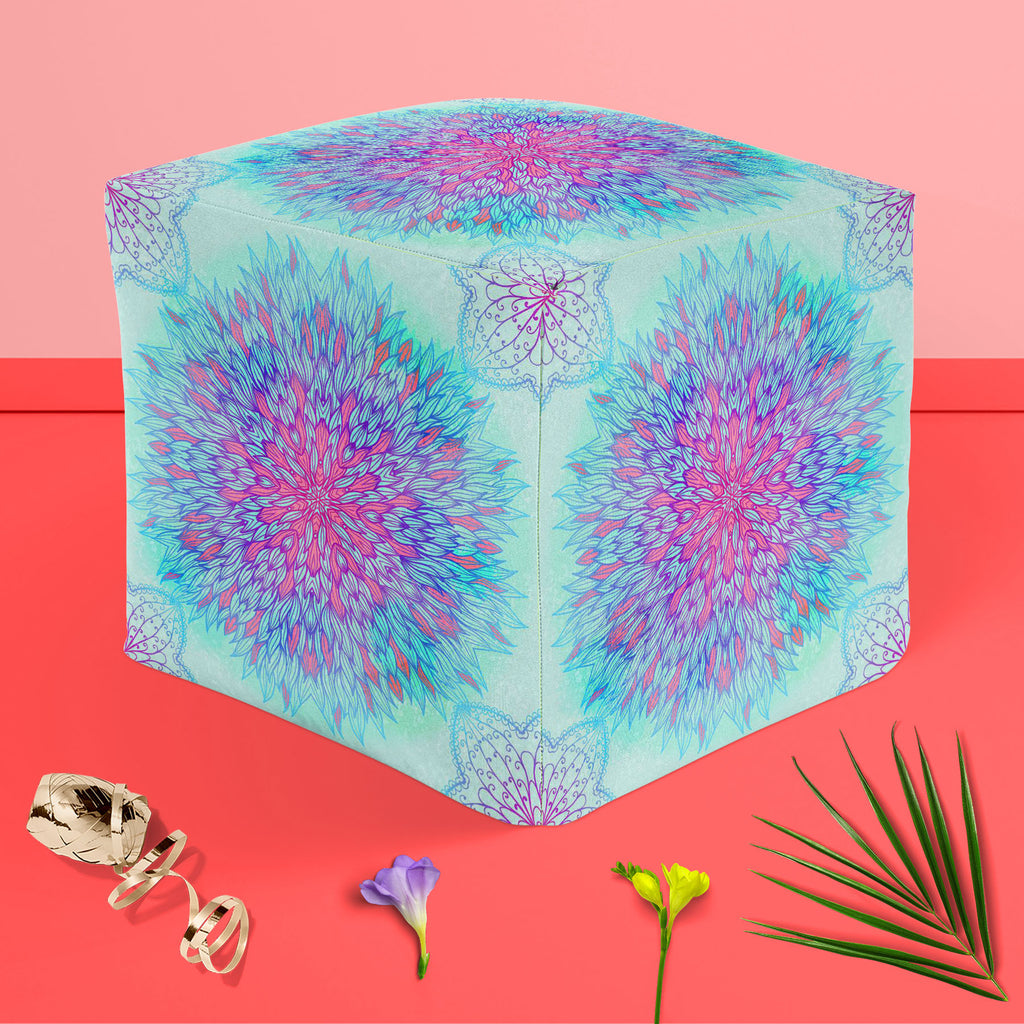 Ethnic Ornament D6 Footstool Footrest Puffy Pouffe Ottoman Bean Bag | Canvas Fabric-Footstools-FST_CB_BN-IC 5007551 IC 5007551, Abstract Expressionism, Abstracts, Allah, Arabic, Art and Paintings, Asian, Black and White, Botanical, Circle, Cities, City Views, Culture, Drawing, Ethnic, Floral, Flowers, Geometric, Geometric Abstraction, Hinduism, Illustrations, Indian, Islam, Mandala, Nature, Paintings, Patterns, Retro, Semi Abstract, Signs, Signs and Symbols, Symbols, Traditional, Tribal, White, World Cultur