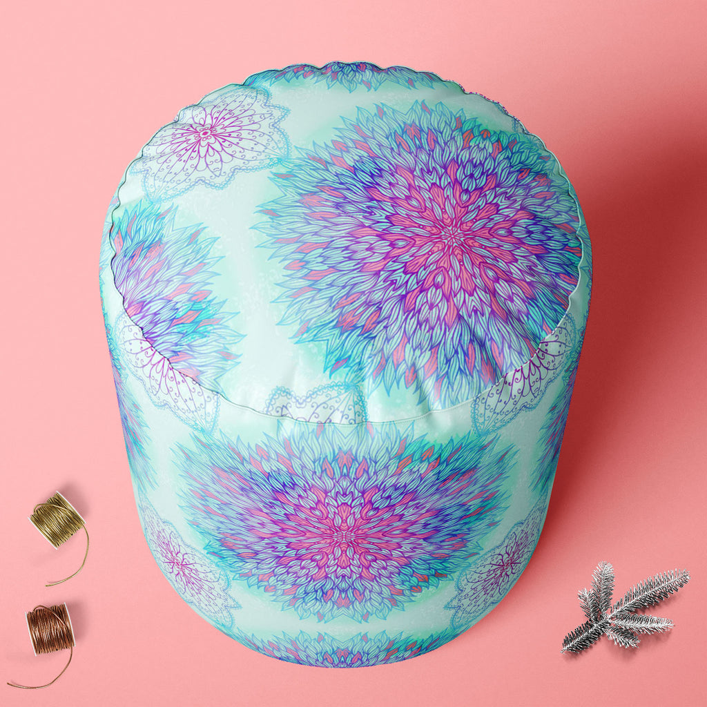 Ethnic Ornament D6 Footstool Footrest Puffy Pouffe Ottoman Bean Bag | Canvas Fabric-Footstools-FST_CB_BN-IC 5007551 IC 5007551, Abstract Expressionism, Abstracts, Allah, Arabic, Art and Paintings, Asian, Black and White, Botanical, Circle, Cities, City Views, Culture, Drawing, Ethnic, Floral, Flowers, Geometric, Geometric Abstraction, Hinduism, Illustrations, Indian, Islam, Mandala, Nature, Paintings, Patterns, Retro, Semi Abstract, Signs, Signs and Symbols, Symbols, Traditional, Tribal, White, World Cultur