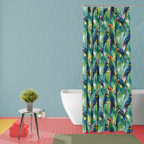 Exotic Birds & Beautiful Flowers D2 Washable Waterproof Shower Curtain-Shower Curtains-CUR_SH-IC 5007552 IC 5007552, Animals, Art and Paintings, Birds, Black and White, Botanical, Drawing, Fashion, Floral, Flowers, Illustrations, Love, Nature, Patterns, Pets, Romance, Scenic, Signs, Signs and Symbols, Tropical, White, Wildlife, exotic, beautiful, d2, washable, waterproof, polyester, shower, curtain, eyelets, pattern, parrot, jungle, bird, brazil, parrots, macaw, illustration, flower, seamless, background, f