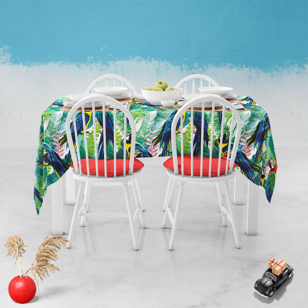 Exotic Birds & Beautiful Flowers D2 Table Cloth Cover-Table Covers-CVR_TB_NR-IC 5007552 IC 5007552, Animals, Art and Paintings, Birds, Black and White, Botanical, Drawing, Fashion, Floral, Flowers, Illustrations, Love, Nature, Patterns, Pets, Romance, Scenic, Signs, Signs and Symbols, Tropical, White, Wildlife, exotic, beautiful, d2, table, cloth, cover, pattern, parrot, jungle, bird, brazil, parrots, macaw, illustration, flower, seamless, background, forest, animal, leaves, print, art, blue, bright, color,