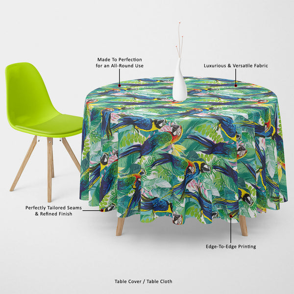 Exotic Birds & Beautiful Flowers Table Cloth Cover-Table Covers-CVR_TB_RD-IC 5007552 IC 5007552, Animals, Art and Paintings, Birds, Black and White, Botanical, Drawing, Fashion, Floral, Flowers, Illustrations, Love, Nature, Patterns, Pets, Romance, Scenic, Signs, Signs and Symbols, Tropical, White, Wildlife, exotic, beautiful, table, cloth, cover, canvas, fabric, pattern, parrot, jungle, bird, brazil, parrots, macaw, illustration, flower, seamless, background, forest, animal, leaves, print, art, blue, brigh