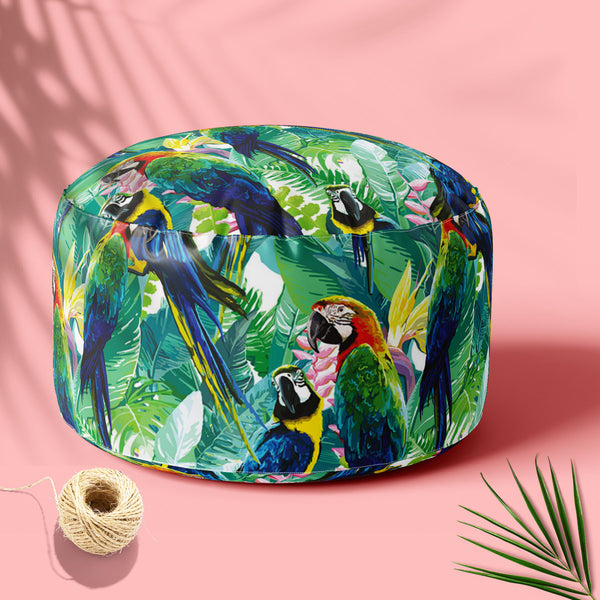 Exotic Birds & Beautiful Flowers D2 Footstool Footrest Puffy Pouffe Ottoman Bean Bag | Canvas Fabric-Footstools-FST_CB_BN-IC 5007552 IC 5007552, Animals, Art and Paintings, Birds, Black and White, Botanical, Drawing, Fashion, Floral, Flowers, Illustrations, Love, Nature, Patterns, Pets, Romance, Scenic, Signs, Signs and Symbols, Tropical, White, Wildlife, exotic, beautiful, d2, footstool, footrest, puffy, pouffe, ottoman, bean, bag, floor, cushion, pillow, canvas, fabric, pattern, parrot, jungle, bird, braz