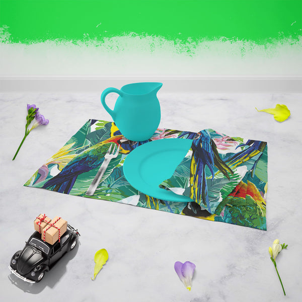 Exotic Birds & Beautiful Flowers D2 Table Napkin-Table Napkins-NAP_TB-IC 5007552 IC 5007552, Animals, Art and Paintings, Birds, Black and White, Botanical, Drawing, Fashion, Floral, Flowers, Illustrations, Love, Nature, Patterns, Pets, Romance, Scenic, Signs, Signs and Symbols, Tropical, White, Wildlife, exotic, beautiful, d2, table, napkin, for, dining, center, poly, cotton, fabric, pattern, parrot, jungle, bird, brazil, parrots, macaw, illustration, flower, seamless, background, forest, animal, leaves, pr