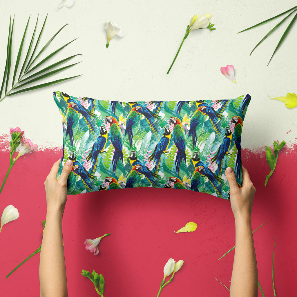 Exotic Birds & Beautiful Flowers D2 Pillow Cover Case-Pillow Cases-PIL_CV-IC 5007552 IC 5007552, Animals, Art and Paintings, Birds, Black and White, Botanical, Drawing, Fashion, Floral, Flowers, Illustrations, Love, Nature, Patterns, Pets, Romance, Scenic, Signs, Signs and Symbols, Tropical, White, Wildlife, exotic, beautiful, d2, pillow, cover, case, pattern, parrot, jungle, bird, brazil, parrots, macaw, illustration, flower, seamless, background, forest, animal, leaves, print, art, blue, bright, color, co