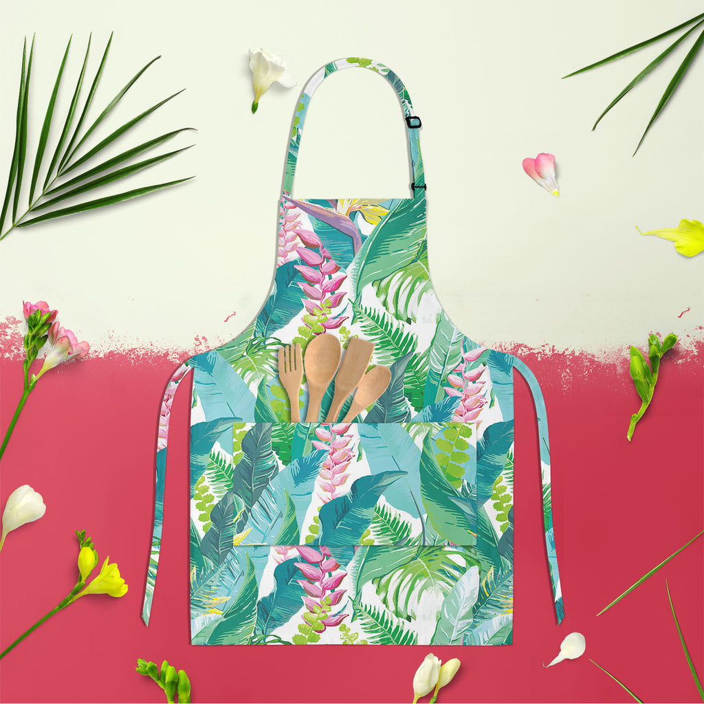 Exotic Flowers & Leaves Apron | Adjustable, Free Size & Waist Tiebacks-Aprons Neck to Knee-APR_NK_KN-IC 5007553 IC 5007553, Art and Paintings, Black and White, Botanical, Digital, Digital Art, Drawing, Fashion, Floral, Flowers, Graphic, Illustrations, Nature, Patterns, Scenic, Signs, Signs and Symbols, Tropical, Watercolour, White, exotic, leaves, apron, adjustable, free, size, waist, tiebacks, pattern, jungle, watercolor, seamless, flower, rainforest, fern, plants, background, texture, palm, leaf, art, bea