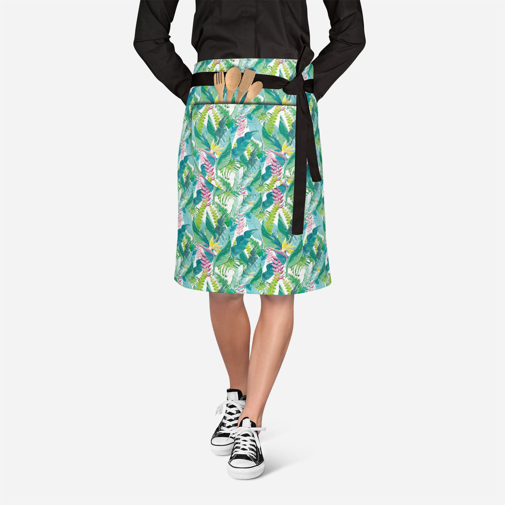 Exotic Flowers & Leaves Apron | Adjustable, Free Size & Waist Tiebacks-Apron Waist to Feet-APR_WS_KN-IC 5007553 IC 5007553, Art and Paintings, Black and White, Botanical, Digital, Digital Art, Drawing, Fashion, Floral, Flowers, Graphic, Illustrations, Nature, Patterns, Scenic, Signs, Signs and Symbols, Tropical, Watercolour, White, exotic, leaves, apron, adjustable, free, size, waist, tiebacks, pattern, jungle, watercolor, seamless, flower, rainforest, fern, plants, background, texture, palm, leaf, art, bea