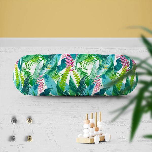 Exotic Flowers & Leaves Bolster Cover Booster Cases | Concealed Zipper Opening-Bolster Covers-BOL_CV_ZP-IC 5007553 IC 5007553, Art and Paintings, Black and White, Botanical, Digital, Digital Art, Drawing, Fashion, Floral, Flowers, Graphic, Illustrations, Nature, Patterns, Scenic, Signs, Signs and Symbols, Tropical, Watercolour, White, exotic, leaves, bolster, cover, booster, cases, zipper, opening, poly, cotton, fabric, pattern, jungle, watercolor, seamless, flower, rainforest, fern, plants, background, tex