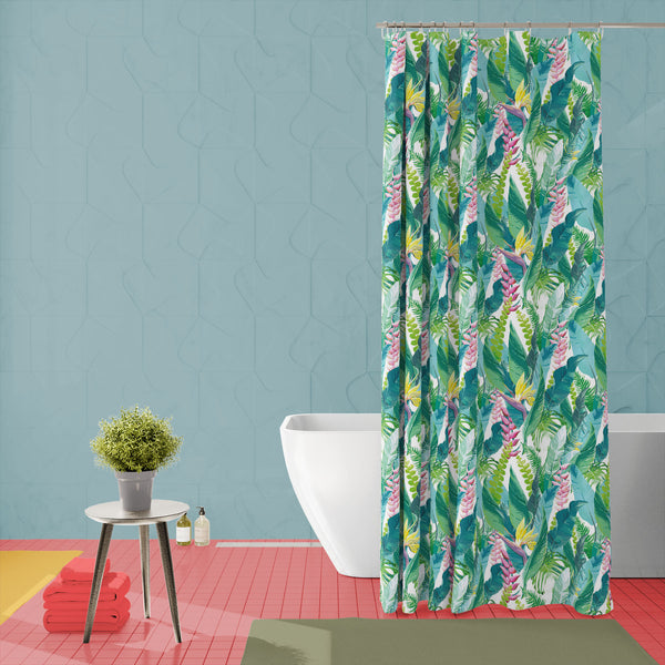 Exotic Flowers & Leaves Washable Waterproof Shower Curtain-Shower Curtains-CUR_SH-IC 5007553 IC 5007553, Art and Paintings, Black and White, Botanical, Digital, Digital Art, Drawing, Fashion, Floral, Flowers, Graphic, Illustrations, Nature, Patterns, Scenic, Signs, Signs and Symbols, Tropical, Watercolour, White, exotic, leaves, washable, waterproof, polyester, shower, curtain, eyelets, pattern, jungle, watercolor, seamless, flower, rainforest, fern, plants, background, texture, palm, leaf, art, beautiful, 