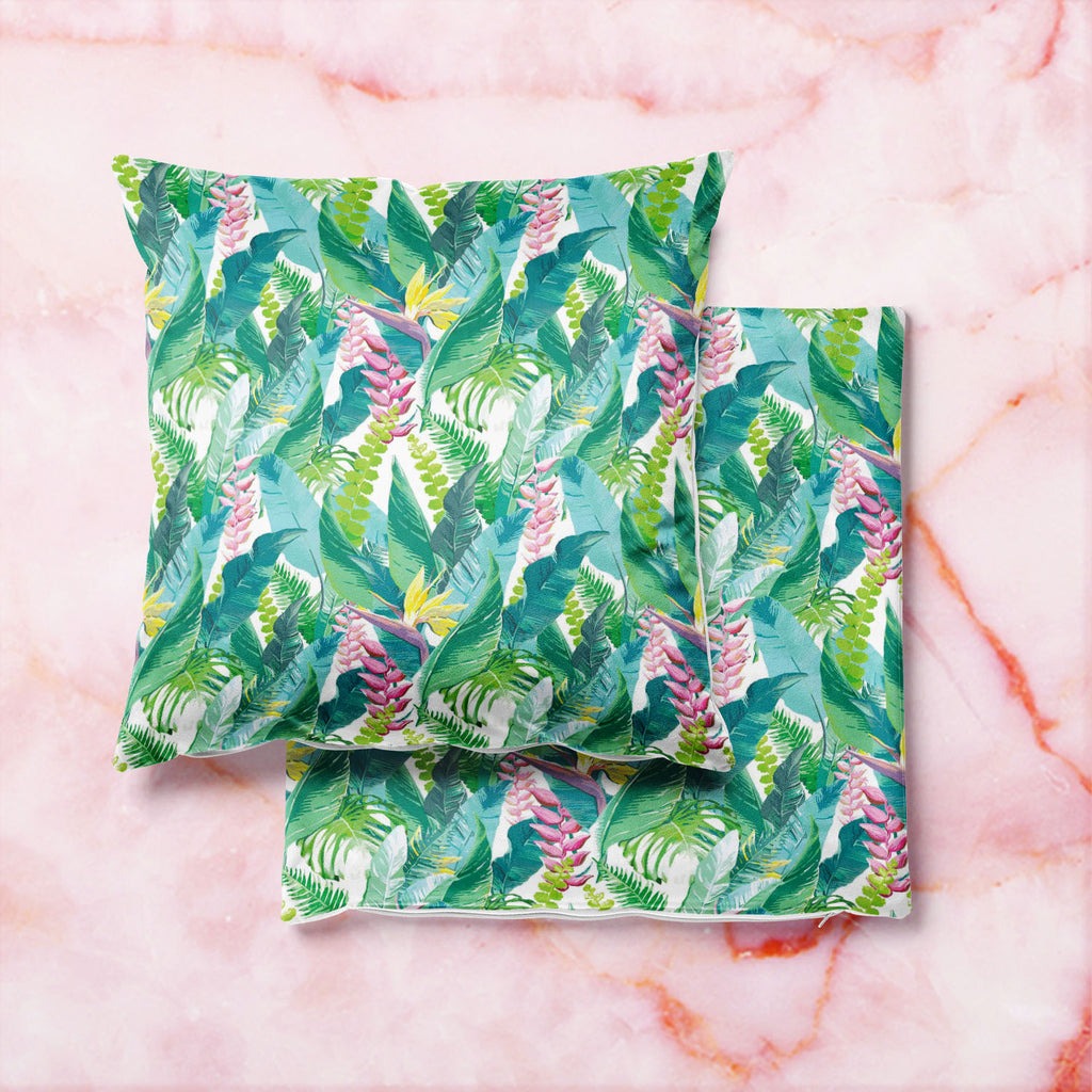 Exotic Flowers & Leaves Cushion Cover Throw Pillow-Cushion Covers-CUS_CV-IC 5007553 IC 5007553, Art and Paintings, Black and White, Botanical, Digital, Digital Art, Drawing, Fashion, Floral, Flowers, Graphic, Illustrations, Nature, Patterns, Scenic, Signs, Signs and Symbols, Tropical, Watercolour, White, exotic, leaves, cushion, cover, throw, pillow, pattern, jungle, watercolor, seamless, flower, rainforest, fern, plants, background, texture, palm, leaf, art, beautiful, border, color, colorful, decoration, 