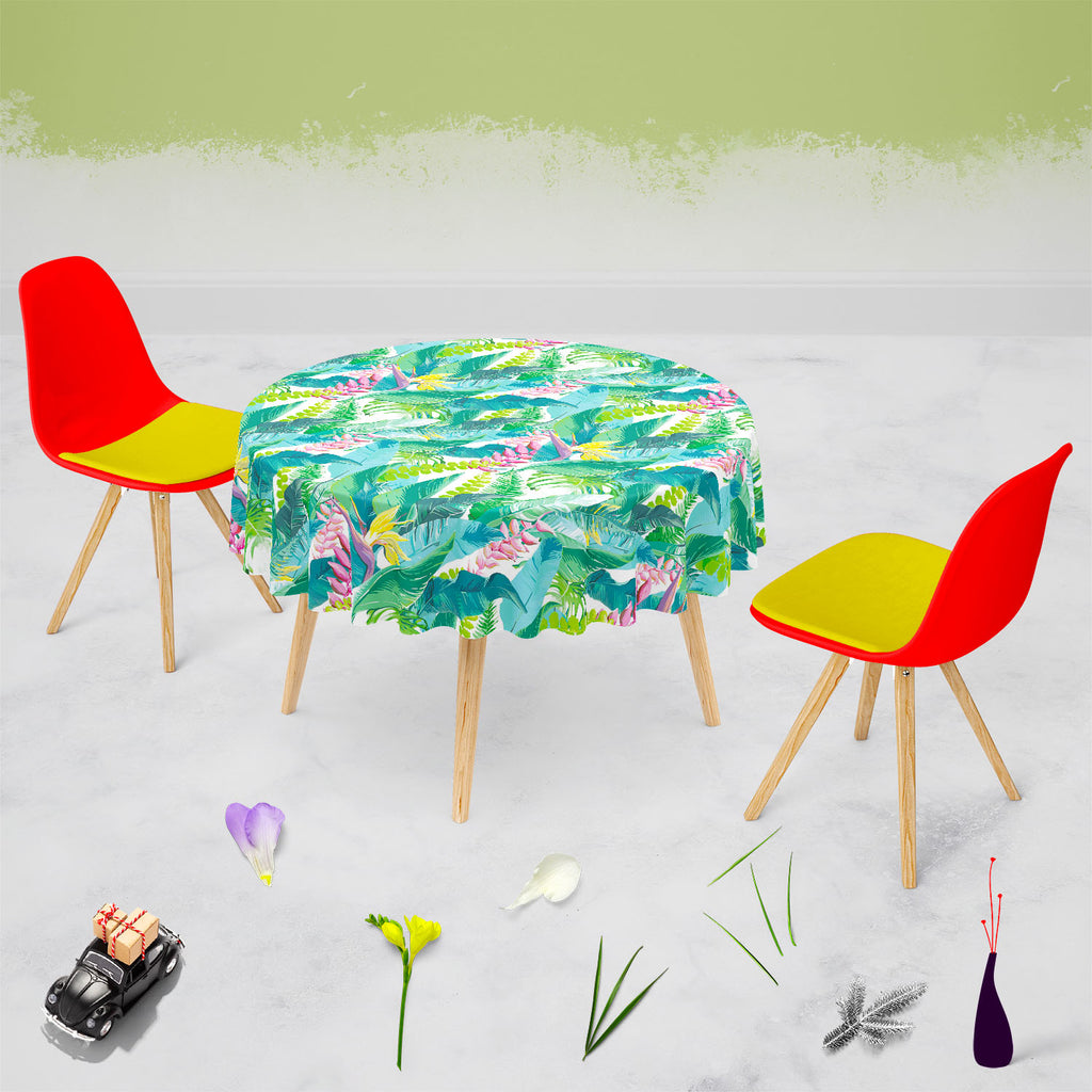 Exotic Flowers & Leaves Table Cloth Cover-Table Covers-CVR_TB_RD-IC 5007553 IC 5007553, Art and Paintings, Black and White, Botanical, Digital, Digital Art, Drawing, Fashion, Floral, Flowers, Graphic, Illustrations, Nature, Patterns, Scenic, Signs, Signs and Symbols, Tropical, Watercolour, White, exotic, leaves, table, cloth, cover, pattern, jungle, watercolor, seamless, flower, rainforest, fern, plants, background, texture, palm, leaf, art, beautiful, border, color, colorful, decoration, design, element, f