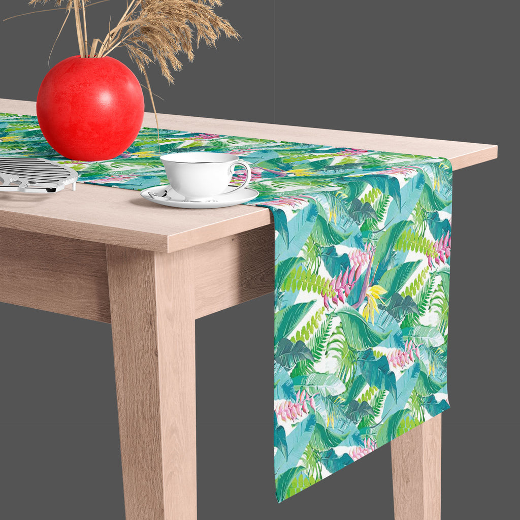 Exotic Flowers & Leaves Table Runner-Table Runners-RUN_TB-IC 5007553 IC 5007553, Art and Paintings, Black and White, Botanical, Digital, Digital Art, Drawing, Fashion, Floral, Flowers, Graphic, Illustrations, Nature, Patterns, Scenic, Signs, Signs and Symbols, Tropical, Watercolour, White, exotic, leaves, table, runner, pattern, jungle, watercolor, seamless, flower, rainforest, fern, plants, background, texture, palm, leaf, art, beautiful, border, color, colorful, decoration, design, element, forest, green,