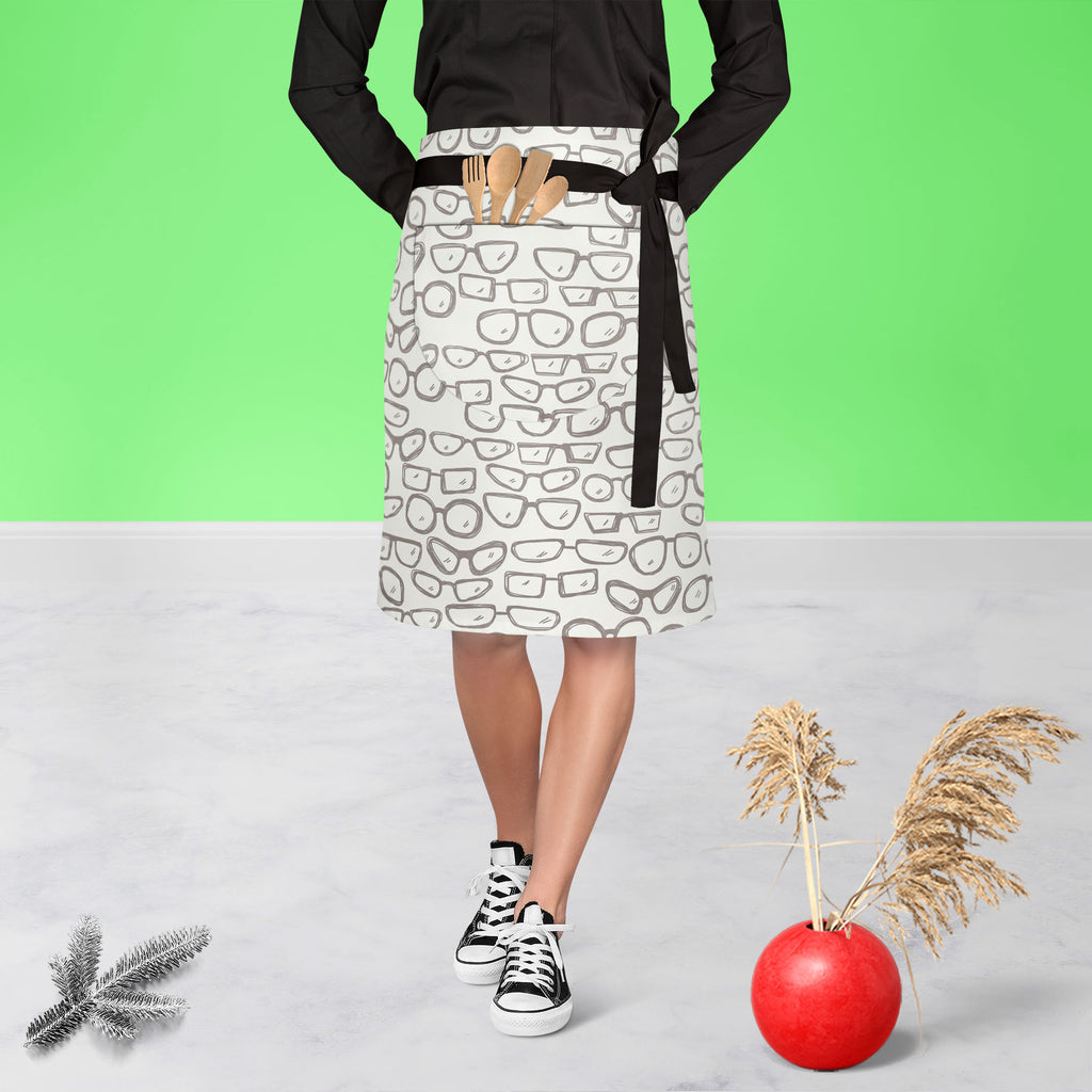 All Glasses Apron | Adjustable, Free Size & Waist Tiebacks - Apron Waist to Knee - ArtzFolio.com