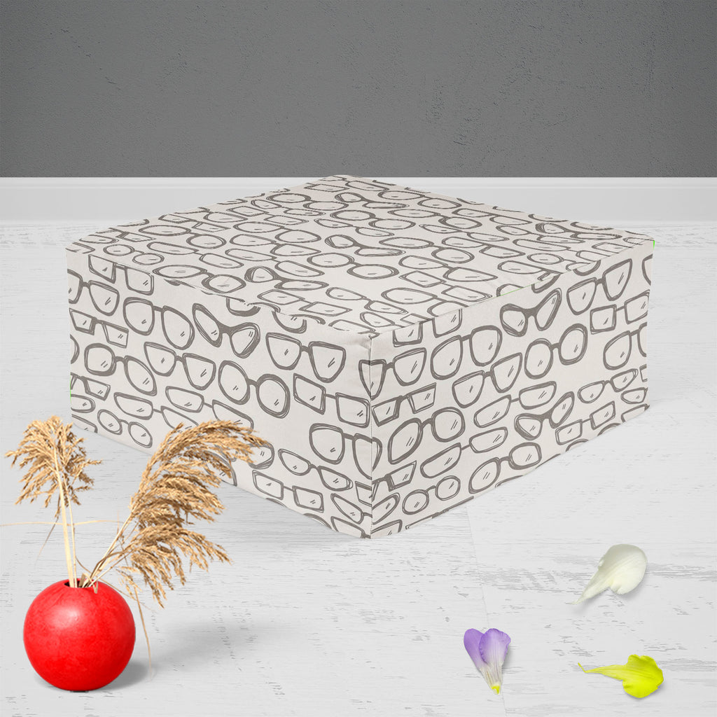 All Glasses Footstool Footrest Puffy Pouffe Ottoman Bean Bag | Canvas Fabric - Footstools - ArtzFolio.com