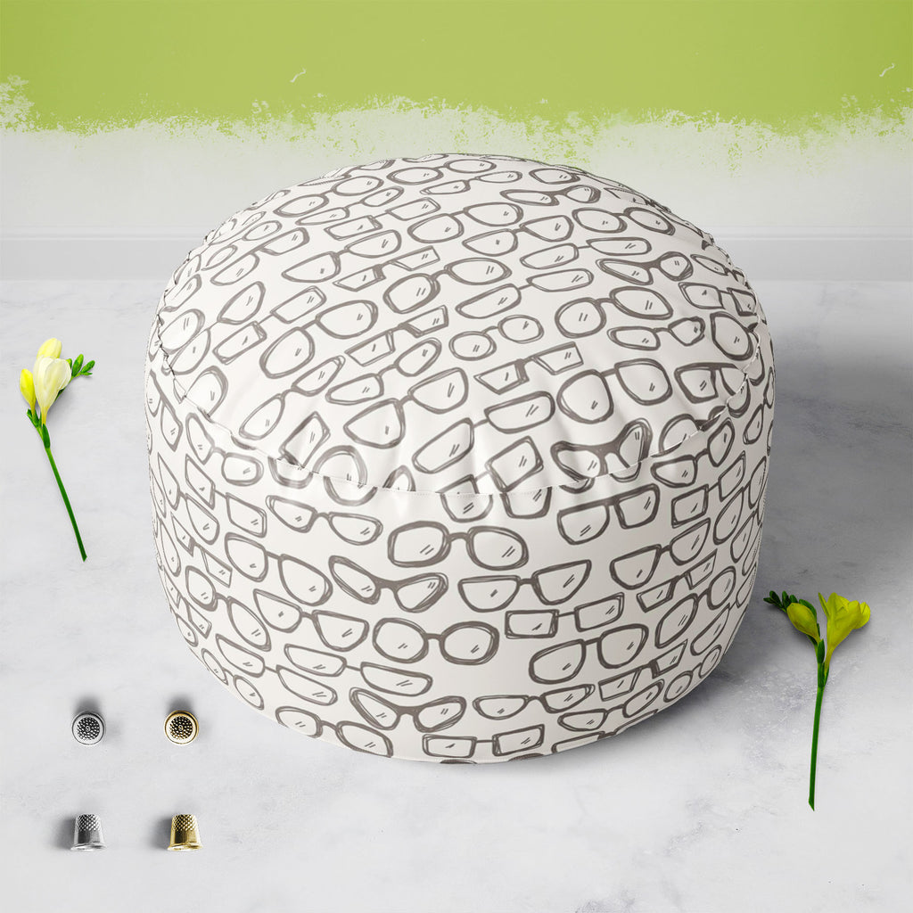 All Glasses Footstool Footrest Puffy Pouffe Ottoman Bean Bag | Canvas Fabric - Footstools - ArtzFolio.com