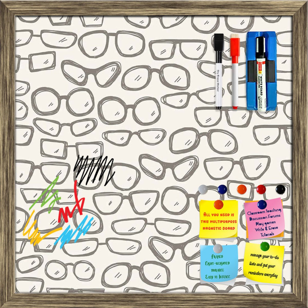 All Glasses Framed Magnetic Dry Erase Board | Combo with Magnet Buttons & Markers - Magnetic Boards Framed - ArtzFolio.com