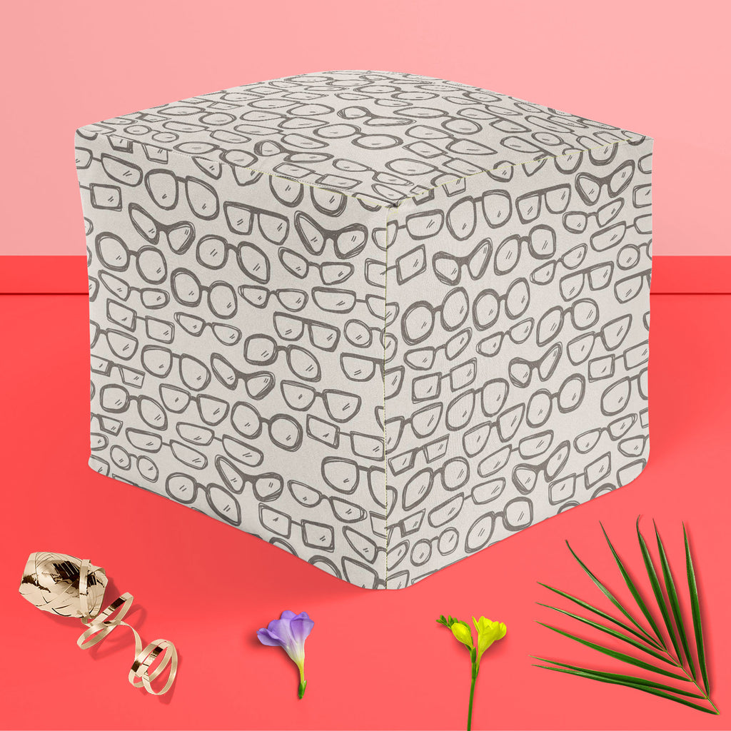 All Glasses Footstool Footrest Puffy Pouffe Ottoman Bean Bag | Canvas Fabric - Footstools - ArtzFolio.com