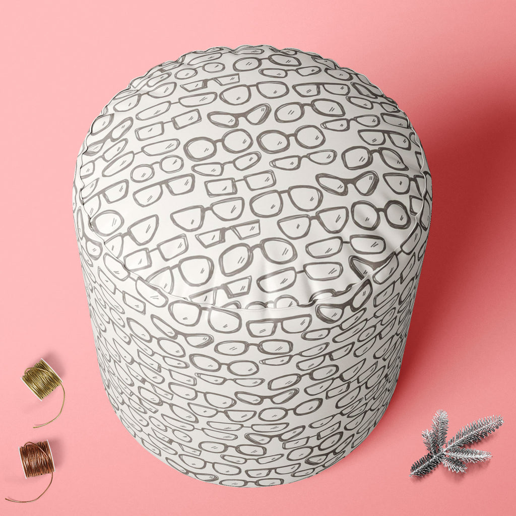 All Glasses Footstool Footrest Puffy Pouffe Ottoman Bean Bag | Canvas Fabric - Footstools - ArtzFolio.com