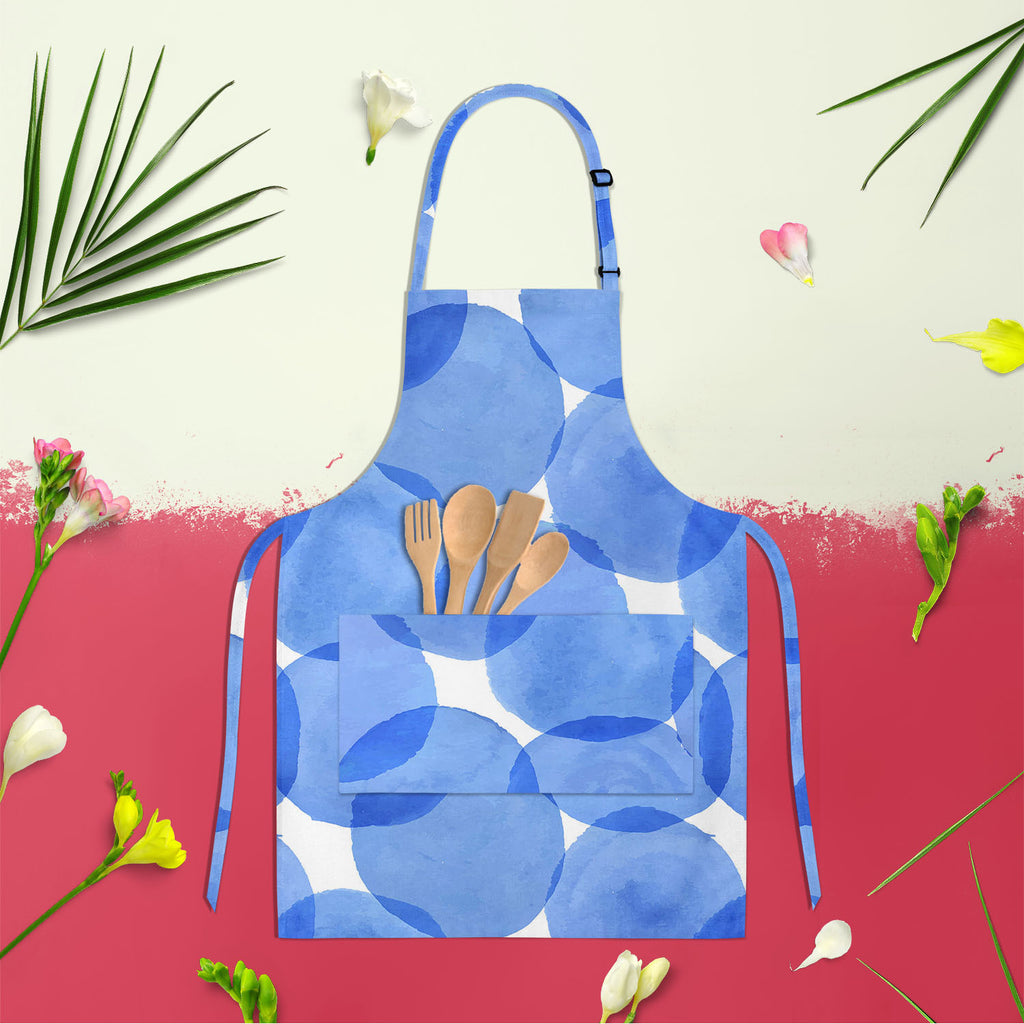 Blue Circles Apron | Adjustable, Free Size & Waist Tiebacks-Aprons Neck to Knee-APR_NK_KN-IC 5007555 IC 5007555, Abstract Expressionism, Abstracts, Ancient, Art and Paintings, Black and White, Circle, Digital, Digital Art, Dots, Geometric, Geometric Abstraction, Graphic, Historical, Illustrations, Medieval, Patterns, Retro, Semi Abstract, Signs, Signs and Symbols, Splatter, Vintage, Watercolour, White, blue, circles, apron, adjustable, free, size, waist, tiebacks, abstract, art, backdrop, background, color,