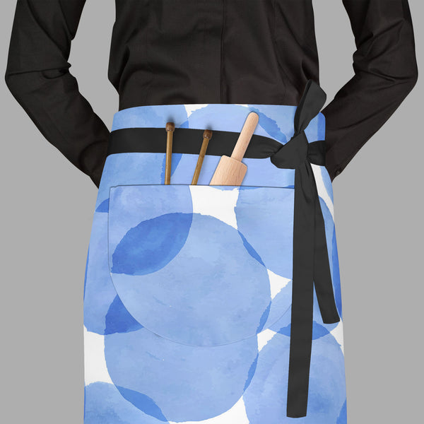Blue Circles Apron | Adjustable, Free Size & Waist Tiebacks-Aprons Waist to Feet-APR_WS_FT-IC 5007555 IC 5007555, Abstract Expressionism, Abstracts, Ancient, Art and Paintings, Black and White, Circle, Digital, Digital Art, Dots, Geometric, Geometric Abstraction, Graphic, Historical, Illustrations, Medieval, Patterns, Retro, Semi Abstract, Signs, Signs and Symbols, Splatter, Vintage, Watercolour, White, blue, circles, full-length, waist, to, feet, apron, poly-cotton, fabric, adjustable, tiebacks, abstract, 