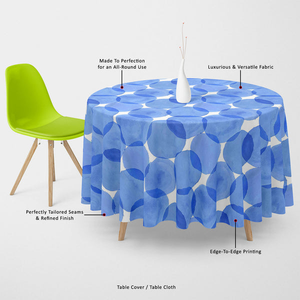 Watercolor Blue Circles Table Cloth Cover-Table Covers-CVR_TB_RD-IC 5007555 IC 5007555, Abstract Expressionism, Abstracts, Ancient, Art and Paintings, Black and White, Circle, Digital, Digital Art, Dots, Geometric, Geometric Abstraction, Graphic, Historical, Illustrations, Medieval, Patterns, Retro, Semi Abstract, Signs, Signs and Symbols, Splatter, Vintage, Watercolour, White, watercolor, blue, circles, table, cloth, cover, canvas, fabric, abstract, art, backdrop, background, color, colorful, decor, design