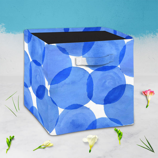 Blue Circles Foldable Open Storage Bin | Organizer Box, Toy Basket, Shelf Box, Laundry Bag | Canvas Fabric-Storage Bins-STR_BI_CB-IC 5007555 IC 5007555, Abstract Expressionism, Abstracts, Ancient, Art and Paintings, Black and White, Circle, Digital, Digital Art, Dots, Geometric, Geometric Abstraction, Graphic, Historical, Illustrations, Medieval, Patterns, Retro, Semi Abstract, Signs, Signs and Symbols, Splatter, Vintage, Watercolour, White, blue, circles, foldable, open, storage, bin, organizer, box, toy, 