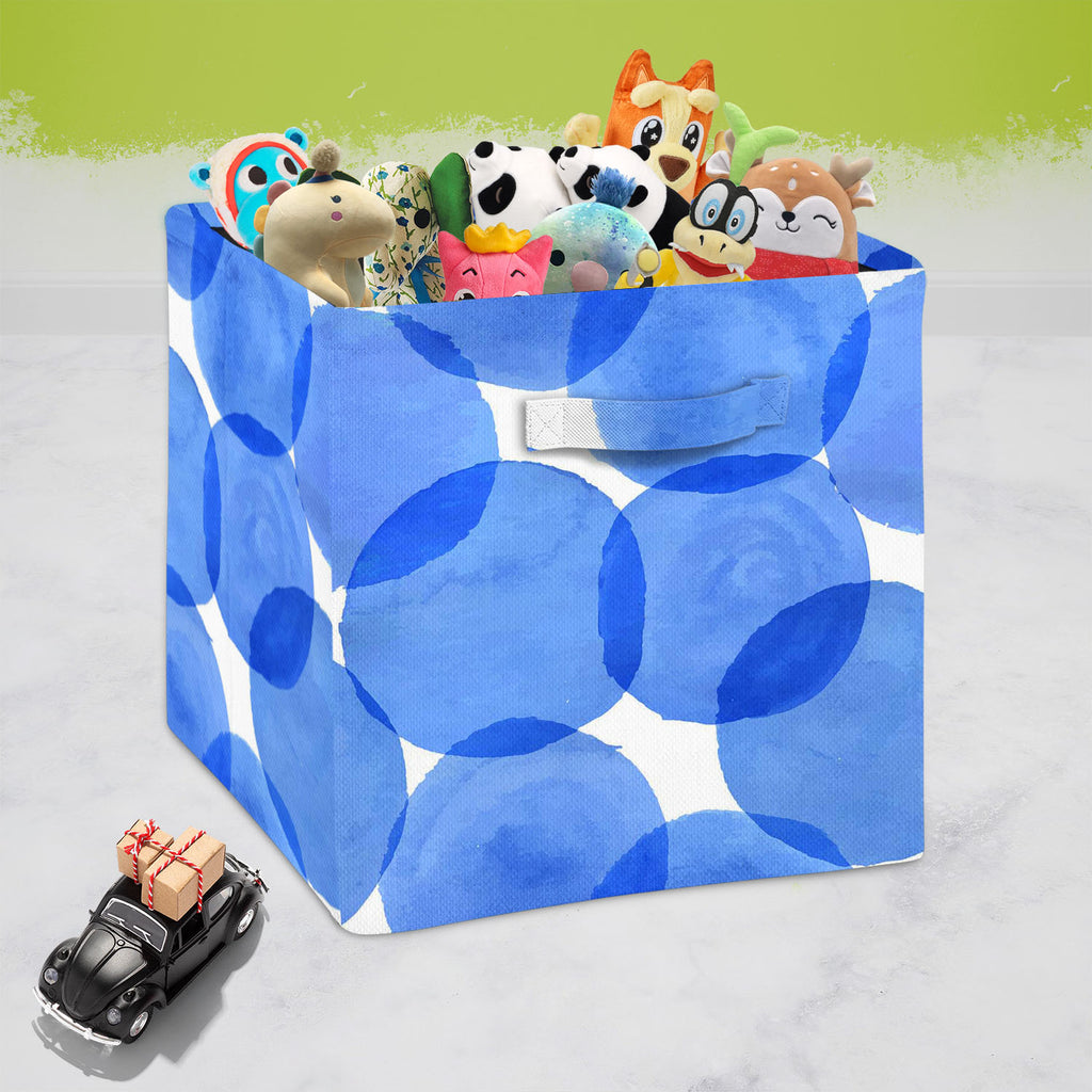 Blue Circles Foldable Open Storage Bin | Organizer Box, Toy Basket, Shelf Box, Laundry Bag | Canvas Fabric-Storage Bins-STR_BI_CB-IC 5007555 IC 5007555, Abstract Expressionism, Abstracts, Ancient, Art and Paintings, Black and White, Circle, Digital, Digital Art, Dots, Geometric, Geometric Abstraction, Graphic, Historical, Illustrations, Medieval, Patterns, Retro, Semi Abstract, Signs, Signs and Symbols, Splatter, Vintage, Watercolour, White, blue, circles, foldable, open, storage, bin, organizer, box, toy, 