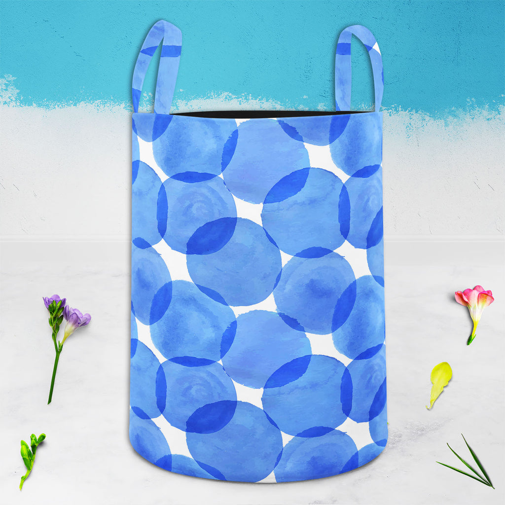 Blue Circles Foldable Open Storage Bin | Organizer Box, Toy Basket, Shelf Box, Laundry Bag | Canvas Fabric-Storage Bins-STR_BI_CB-IC 5007555 IC 5007555, Abstract Expressionism, Abstracts, Ancient, Art and Paintings, Black and White, Circle, Digital, Digital Art, Dots, Geometric, Geometric Abstraction, Graphic, Historical, Illustrations, Medieval, Patterns, Retro, Semi Abstract, Signs, Signs and Symbols, Splatter, Vintage, Watercolour, White, blue, circles, foldable, open, storage, bin, organizer, box, toy, 