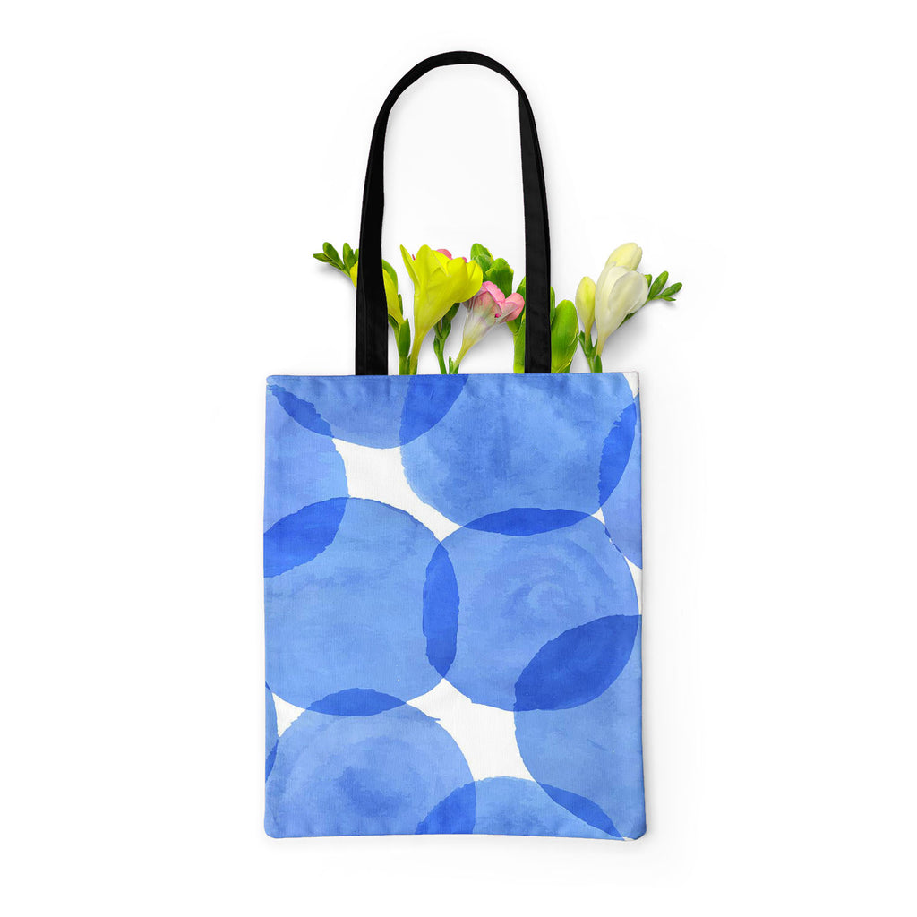 Blue Circles Tote Bag Shoulder Purse | Multipurpose-Tote Bags Basic-TOT_FB_BS-IC 5007555 IC 5007555, Abstract Expressionism, Abstracts, Ancient, Art and Paintings, Black and White, Circle, Digital, Digital Art, Dots, Geometric, Geometric Abstraction, Graphic, Historical, Illustrations, Medieval, Patterns, Retro, Semi Abstract, Signs, Signs and Symbols, Splatter, Vintage, Watercolour, White, blue, circles, tote, bag, shoulder, purse, multipurpose, abstract, art, backdrop, background, color, colorful, decor, 