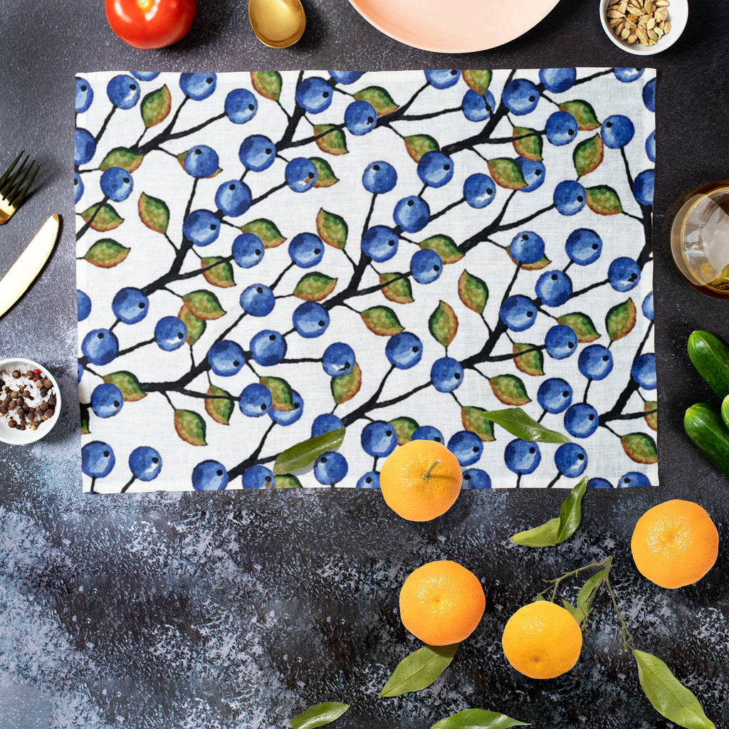 Blueberries Around Table Mat Placemat-Table Place Mats Fabric-MAT_TB-IC 5007556 IC 5007556, Ancient, Art and Paintings, Beverage, Cuisine, Drawing, Food, Food and Beverage, Food and Drink, Historical, Illustrations, Kitchen, Medieval, Nature, Patterns, Scenic, Seasons, Vintage, Watercolour, Wooden, blueberries, around, table, mat, placemat, art, autumn, backdrop, background, berries, blue, botany, bush, childhood, cooking, cyan, decor, decoration, drawn, endless, fabric, fall, forest, green, hand, painted, 