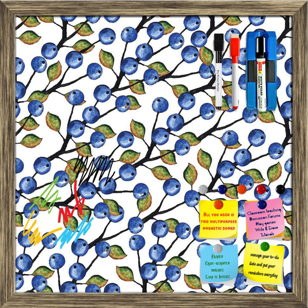 Blueberries Around Framed Magnetic Dry Erase Board | Combo with Magnet Buttons & Markers-Magnetic Boards Framed-MGB_FR-IC 5007556 IC 5007556, Ancient, Art and Paintings, Beverage, Cuisine, Drawing, Food, Food and Beverage, Food and Drink, Historical, Illustrations, Kitchen, Medieval, Nature, Patterns, Scenic, Seasons, Vintage, Watercolour, Wooden, blueberries, around, framed, magnetic, dry, erase, board, printed, whiteboard, with, 4, magnets, 2, markers, 1, duster, art, autumn, backdrop, background, berries