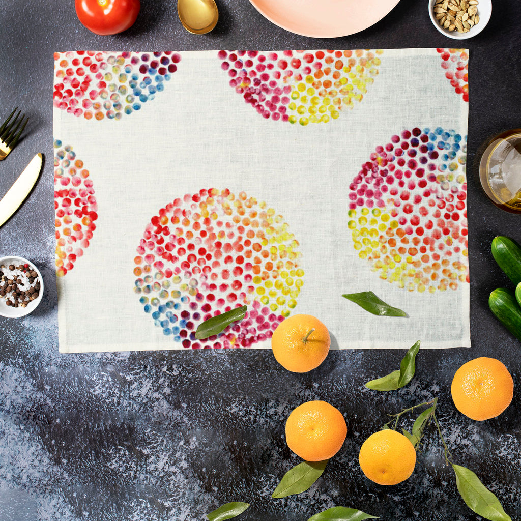 Watercolor Circles D3 Table Mat Placemat-Table Place Mats Fabric-MAT_TB-IC 5007557 IC 5007557, Abstract Expressionism, Abstracts, Ancient, Baby, Children, Circle, Digital, Digital Art, Dots, Geometric, Geometric Abstraction, Graphic, Historical, Illustrations, Kids, Medieval, Patterns, Retro, Semi Abstract, Signs, Signs and Symbols, Splatter, Vintage, Watercolour, watercolor, circles, d3, table, mat, placemat, abstract, backdrop, background, badge, ball, bubble, cell, childhood, childish, colorful, design, 