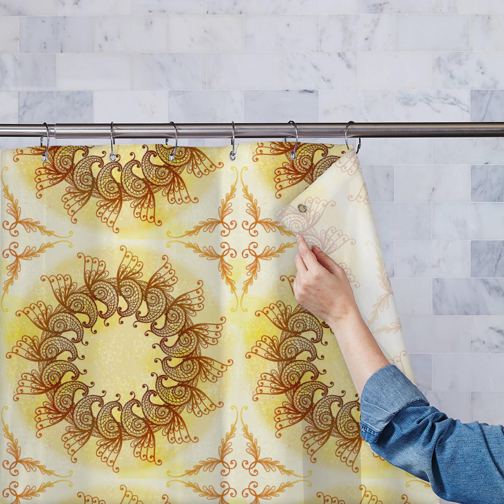 Ethnic Circular Ornament D2 Washable Waterproof Shower Curtain-Shower Curtains-CUR_SH-IC 5007561 IC 5007561, Abstract Expressionism, Abstracts, Allah, Arabic, Art and Paintings, Asian, Botanical, Circle, Cities, City Views, Culture, Drawing, Ethnic, Floral, Flowers, Geometric, Geometric Abstraction, Hinduism, Illustrations, Indian, Islam, Mandala, Nature, Paintings, Patterns, Retro, Semi Abstract, Signs, Signs and Symbols, Symbols, Traditional, Tribal, World Culture, circular, ornament, d2, washable, waterp