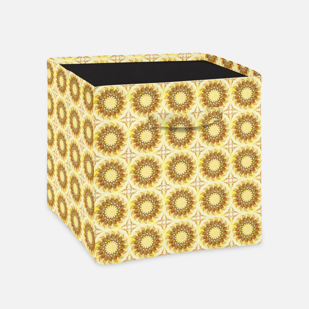 Ethnic Circular Ornament Foldable Open Storage Bin | Organizer Box, Toy Basket, Shelf Box, Laundry Bag | Canvas Fabric-Storage Bins-STR_BI_CB-IC 5007561 IC 5007561, Abstract Expressionism, Abstracts, Allah, Arabic, Art and Paintings, Asian, Botanical, Circle, Cities, City Views, Culture, Drawing, Ethnic, Floral, Flowers, Geometric, Geometric Abstraction, Hinduism, Illustrations, Indian, Islam, Mandala, Nature, Paintings, Patterns, Retro, Semi Abstract, Signs, Signs and Symbols, Symbols, Traditional, Tribal,