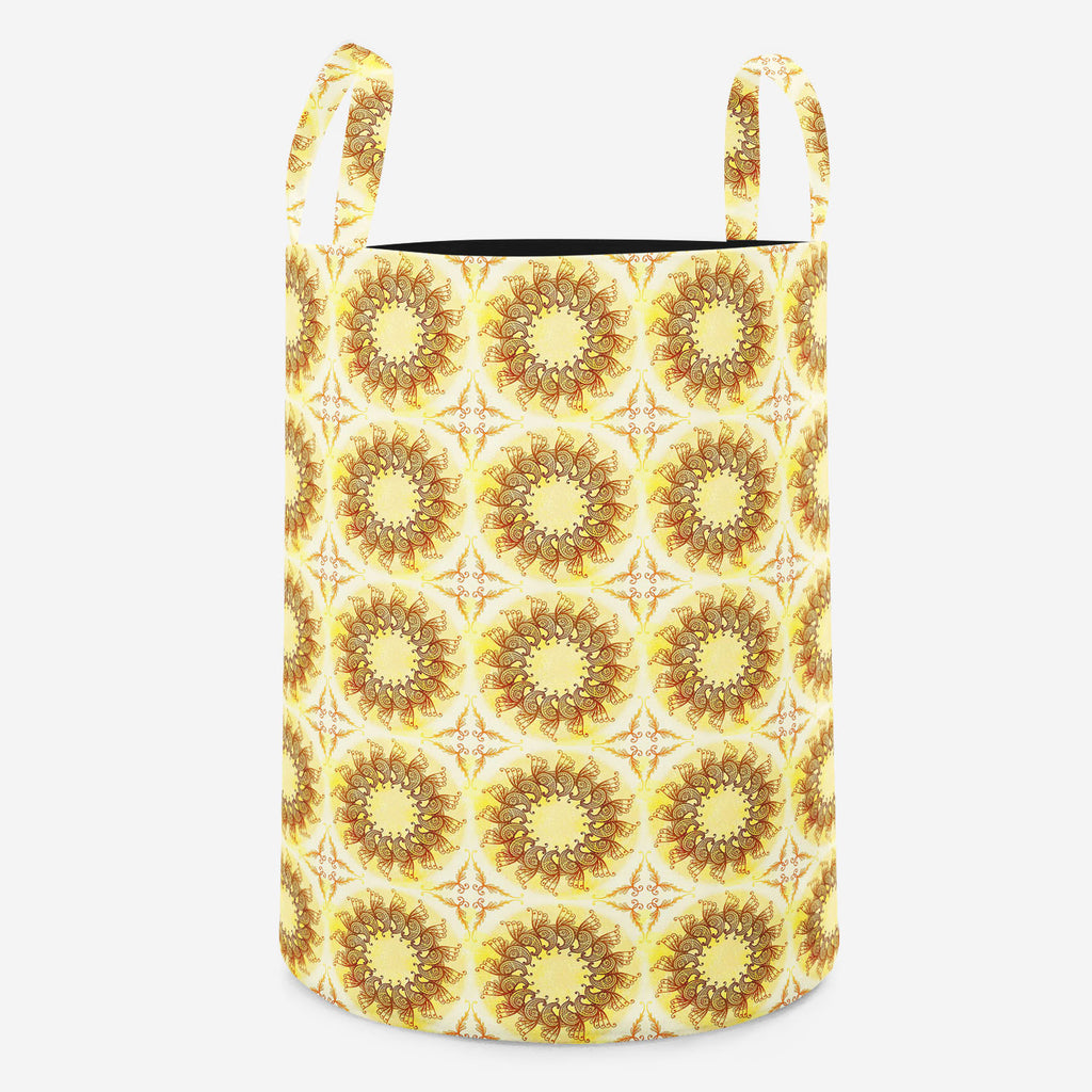 Ethnic Circular Ornament Foldable Open Storage Bin | Organizer Box, Toy Basket, Shelf Box, Laundry Bag | Canvas Fabric-Storage Bins-STR_BI_RD-IC 5007561 IC 5007561, Abstract Expressionism, Abstracts, Allah, Arabic, Art and Paintings, Asian, Botanical, Circle, Cities, City Views, Culture, Drawing, Ethnic, Floral, Flowers, Geometric, Geometric Abstraction, Hinduism, Illustrations, Indian, Islam, Mandala, Nature, Paintings, Patterns, Retro, Semi Abstract, Signs, Signs and Symbols, Symbols, Traditional, Tribal,
