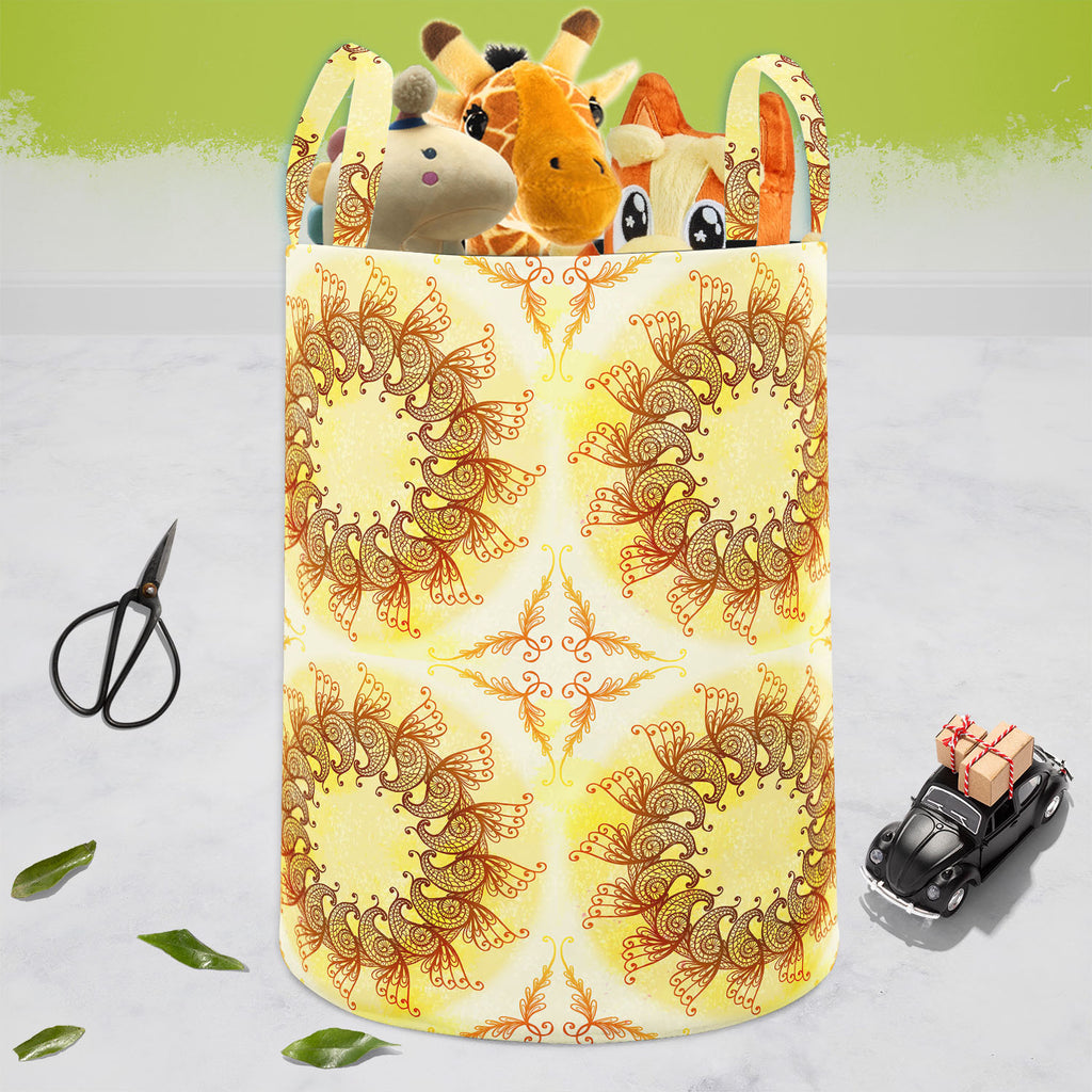 Ethnic Circular Ornament D2 Foldable Open Storage Bin | Organizer Box, Toy Basket, Shelf Box, Laundry Bag | Canvas Fabric-Storage Bins-STR_BI_CB-IC 5007561 IC 5007561, Abstract Expressionism, Abstracts, Allah, Arabic, Art and Paintings, Asian, Botanical, Circle, Cities, City Views, Culture, Drawing, Ethnic, Floral, Flowers, Geometric, Geometric Abstraction, Hinduism, Illustrations, Indian, Islam, Mandala, Nature, Paintings, Patterns, Retro, Semi Abstract, Signs, Signs and Symbols, Symbols, Traditional, Trib