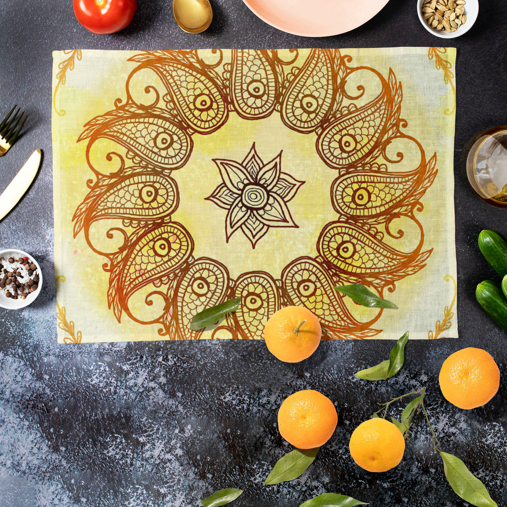 Ethnic Circular Ornament D3 Table Mat Placemat-Table Place Mats Fabric-MAT_TB-IC 5007562 IC 5007562, Abstract Expressionism, Abstracts, Allah, Arabic, Art and Paintings, Asian, Botanical, Circle, Cities, City Views, Culture, Drawing, Ethnic, Floral, Flowers, Geometric, Geometric Abstraction, Hinduism, Illustrations, Indian, Islam, Mandala, Nature, Paintings, Patterns, Retro, Semi Abstract, Signs, Signs and Symbols, Symbols, Traditional, Tribal, World Culture, circular, ornament, d3, table, mat, placemat, ab