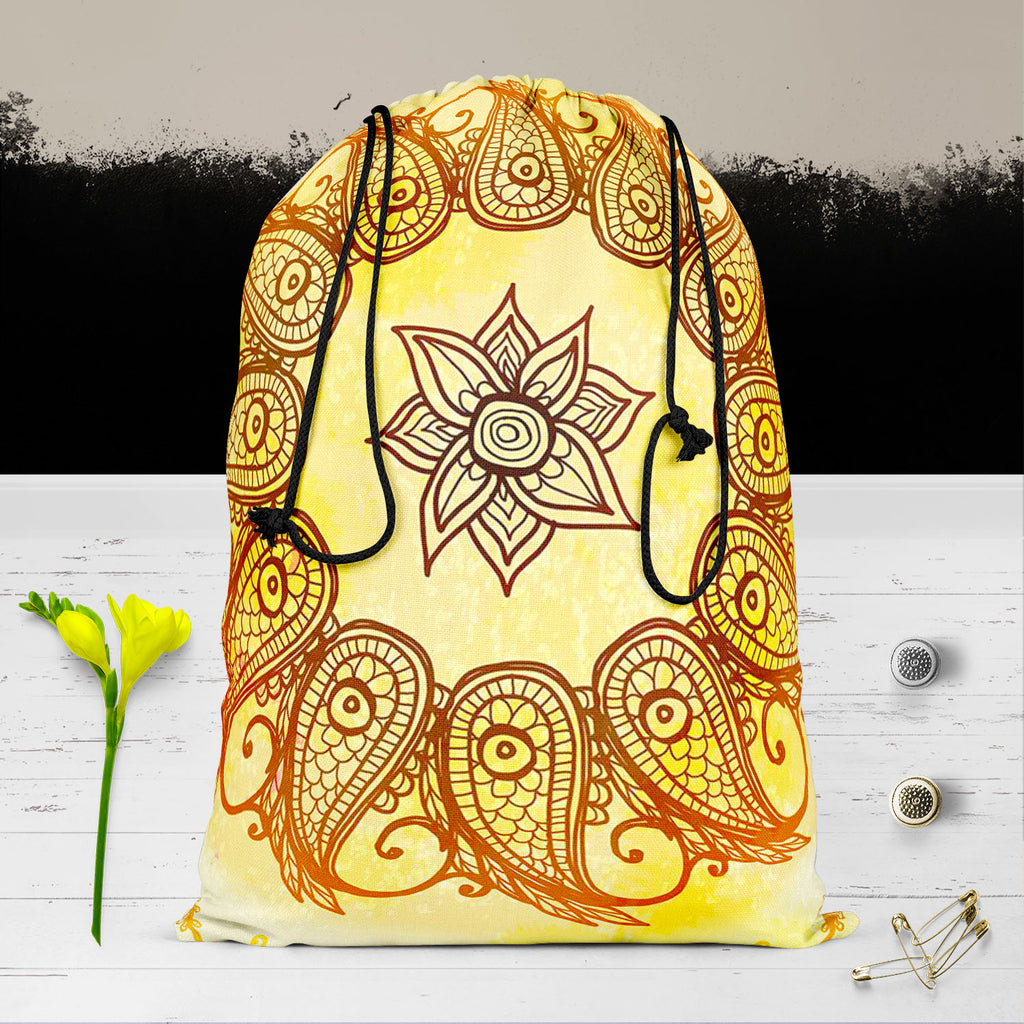 Ethnic Circular Ornament D3 Reusable Sack Bag | Bag for Gym, Storage, Vegetable & Travel-Drawstring Sack Bags-SCK_FB_DS-IC 5007562 IC 5007562, Abstract Expressionism, Abstracts, Allah, Arabic, Art and Paintings, Asian, Botanical, Circle, Cities, City Views, Culture, Drawing, Ethnic, Floral, Flowers, Geometric, Geometric Abstraction, Hinduism, Illustrations, Indian, Islam, Mandala, Nature, Paintings, Patterns, Retro, Semi Abstract, Signs, Signs and Symbols, Symbols, Traditional, Tribal, World Culture, circul