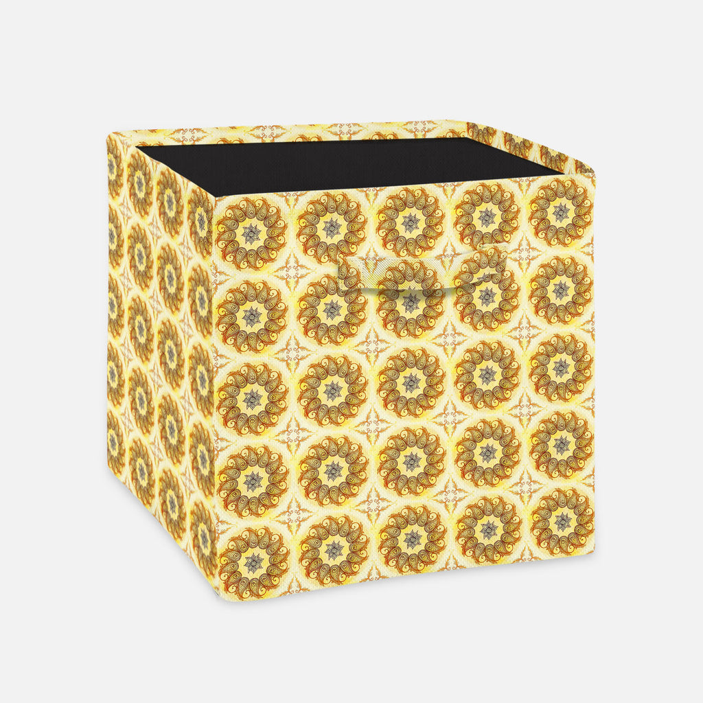 Ethnic Circular Ornament Foldable Open Storage Bin | Organizer Box, Toy Basket, Shelf Box, Laundry Bag | Canvas Fabric-Storage Bins-STR_BI_CB-IC 5007562 IC 5007562, Abstract Expressionism, Abstracts, Allah, Arabic, Art and Paintings, Asian, Botanical, Circle, Cities, City Views, Culture, Drawing, Ethnic, Floral, Flowers, Geometric, Geometric Abstraction, Hinduism, Illustrations, Indian, Islam, Mandala, Nature, Paintings, Patterns, Retro, Semi Abstract, Signs, Signs and Symbols, Symbols, Traditional, Tribal,