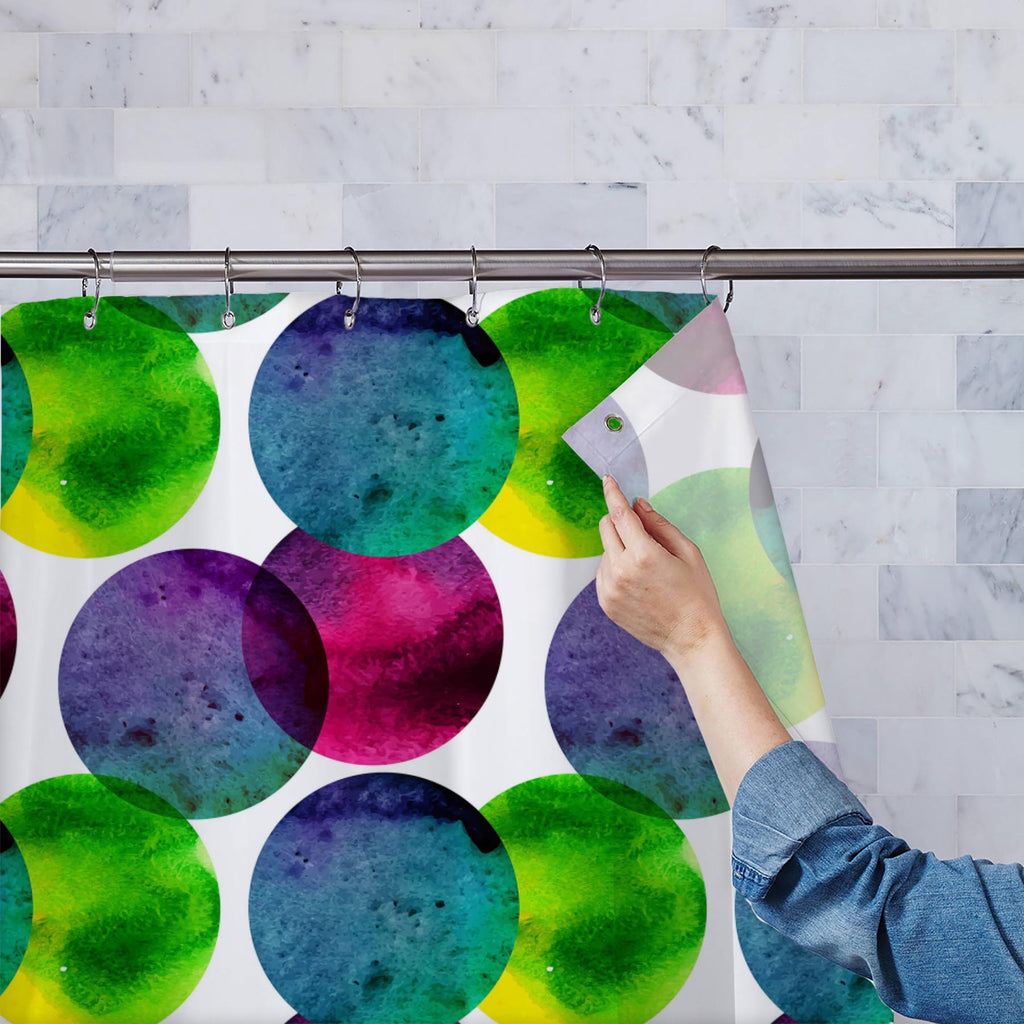 Circles On White D1 Washable Waterproof Shower Curtain-Shower Curtains-CUR_SH-IC 5007567 IC 5007567, Abstract Expressionism, Abstracts, Black and White, Brush Stroke, Circle, Digital, Digital Art, Dots, Drawing, Fashion, Graphic, Hand Drawn, Illustrations, Modern Art, Patterns, Semi Abstract, Signs, Signs and Symbols, Splatter, Watercolour, White, circles, on, d1, washable, waterproof, shower, curtain, abstract, aqua, artistic, artwork, backdrop, background, badge, bright, brush, stroke, bubble, cell, color