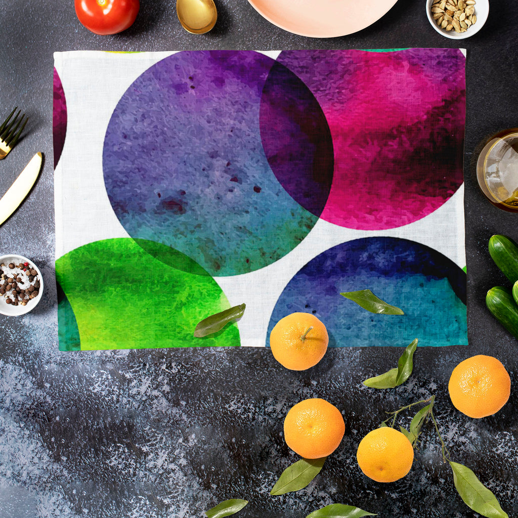 Circles On White D1 Table Mat Placemat-Table Place Mats Fabric-MAT_TB-IC 5007567 IC 5007567, Abstract Expressionism, Abstracts, Black and White, Brush Stroke, Circle, Digital, Digital Art, Dots, Drawing, Fashion, Graphic, Hand Drawn, Illustrations, Modern Art, Patterns, Semi Abstract, Signs, Signs and Symbols, Splatter, Watercolour, White, circles, on, d1, table, mat, placemat, abstract, aqua, artistic, artwork, backdrop, background, badge, bright, brush, stroke, bubble, cell, colorful, design, dot, draw, d