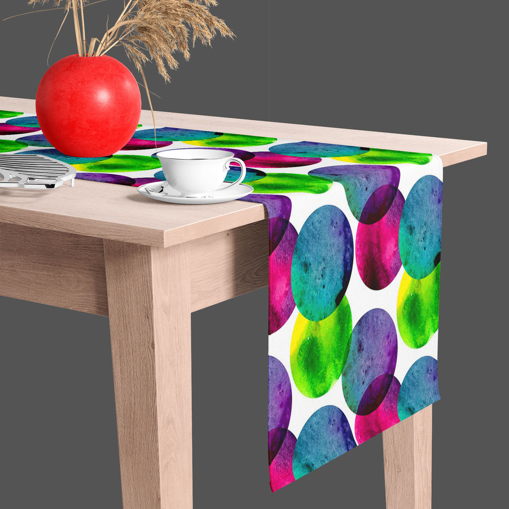 Circles On White D1 Table Runner-Table Runners-RUN_TB-IC 5007567 IC 5007567, Abstract Expressionism, Abstracts, Black and White, Brush Stroke, Circle, Digital, Digital Art, Dots, Drawing, Fashion, Graphic, Hand Drawn, Illustrations, Modern Art, Patterns, Semi Abstract, Signs, Signs and Symbols, Splatter, Watercolour, White, circles, on, d1, table, runner, abstract, aqua, artistic, artwork, backdrop, background, badge, bright, brush, stroke, bubble, cell, colorful, design, dot, draw, drop, element, grunge, h